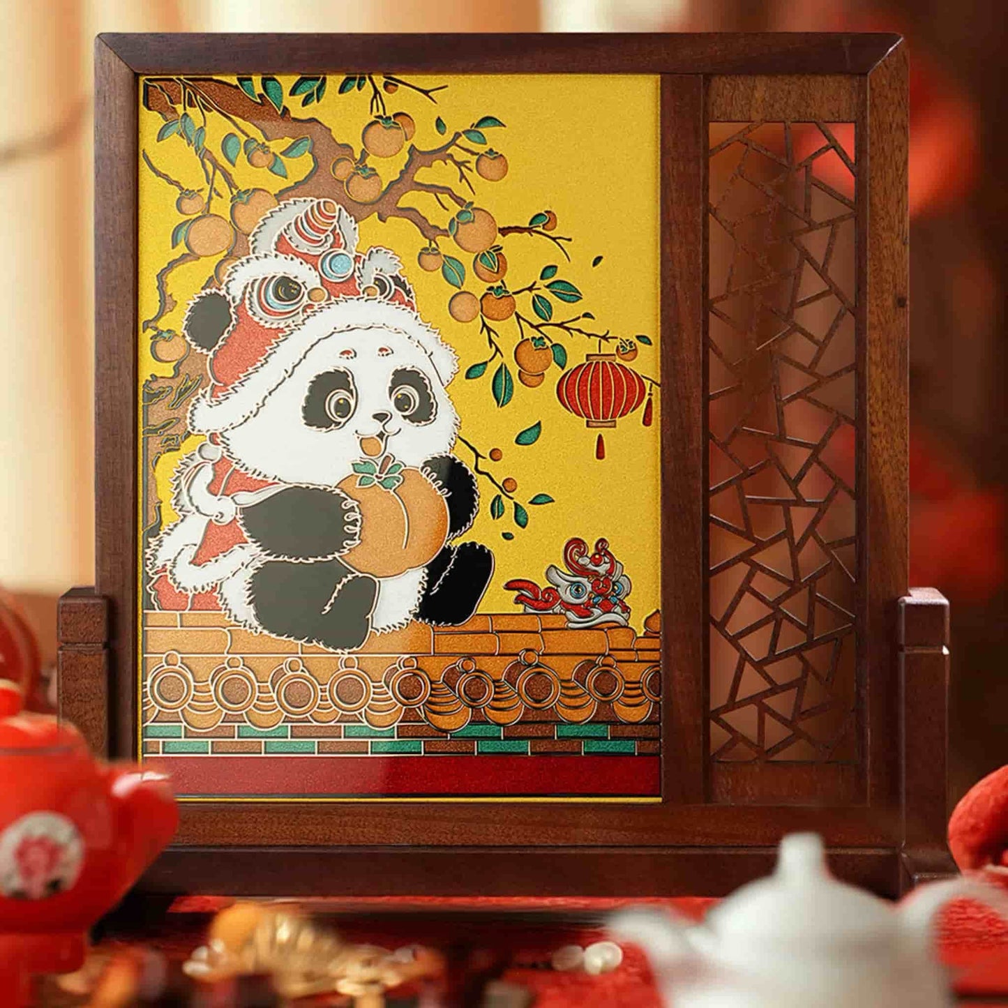両面手彫りの芸術皿 – 古代の職人技の現代的復活🐼