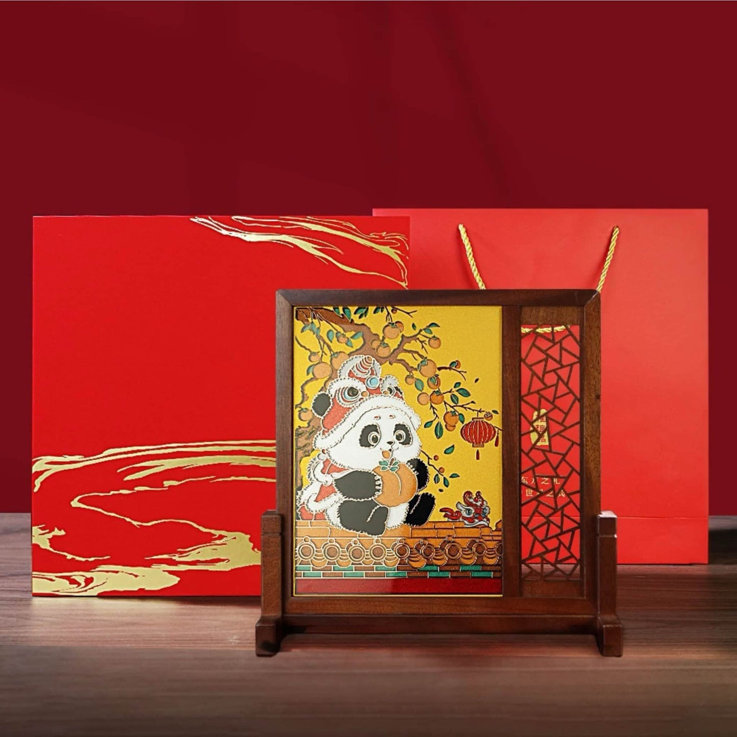 両面手彫りの芸術皿 – 古代の職人技の現代的復活🐼