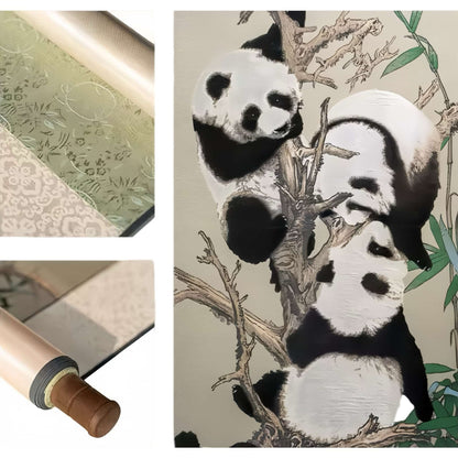 “Climbing Panda” Handwoven Silk Scroll – A Masterpiece of Intangible Cultural Heritage 🐼✨