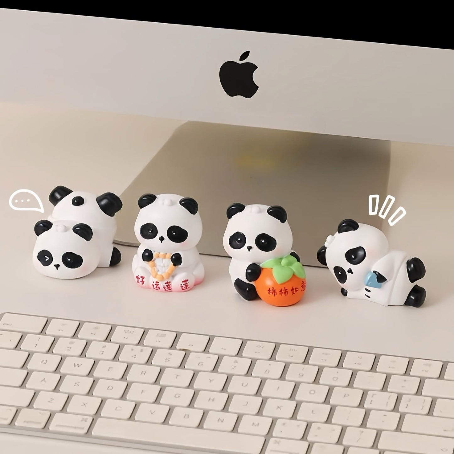 Inspirational Panda Figurine – Eco-Friendly Resin Decor for Good Luck