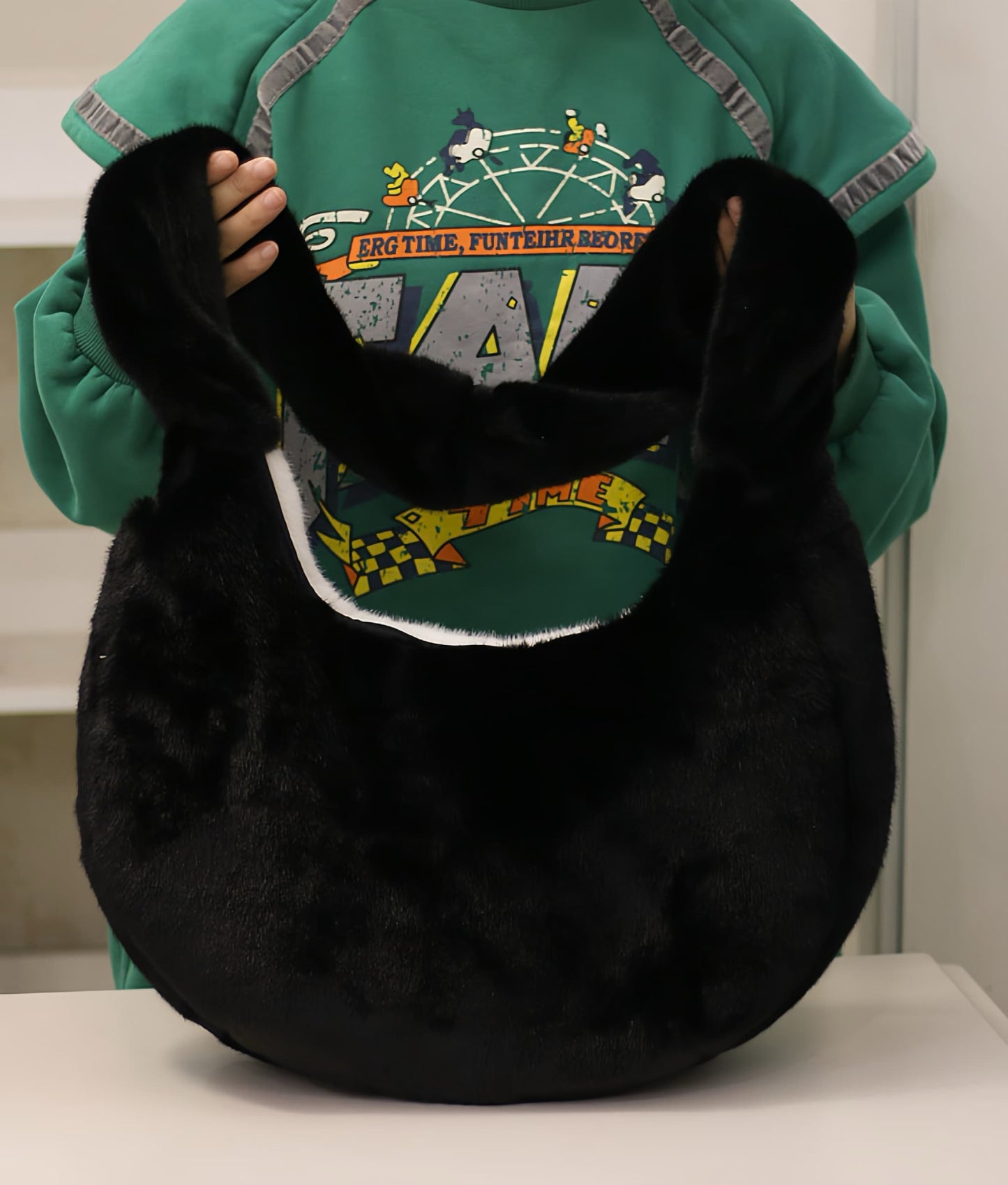 Fluffy Panda Backpack Purse – Soft Toy-Inspired Daypack for Travel or Daily Use