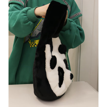 Fluffy Panda Backpack Purse – Soft Toy-Inspired Daypack for Travel or Daily Use