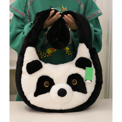 Fluffy Panda Backpack Purse – Soft Toy-Inspired Daypack for Travel or Daily Use