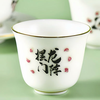 華華パンダ茶器セット – 愛らしいパンダのデザインが施された陶器の蓋碗 🐼🍵